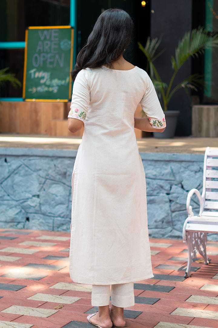 Women?s Cotton Kurta Suit Set with Palazzo Pants & Dupatta(M) - Image 3